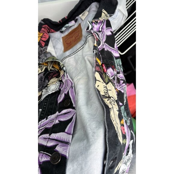 LEVI STRAUSS & Co Hawaiian Tropical Island Party Denim Trucker Jacket Jeans M - Picture 5 of 6